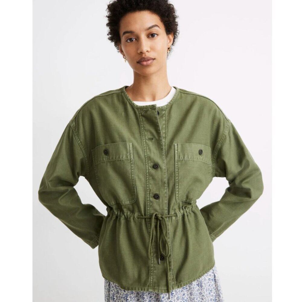 Madewell Claremont Drawstring Army Green Jacket